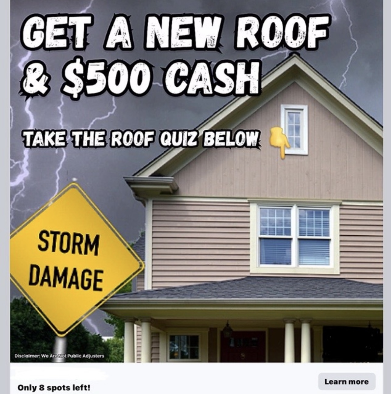 Get a new roof & $500 Cash - Scam